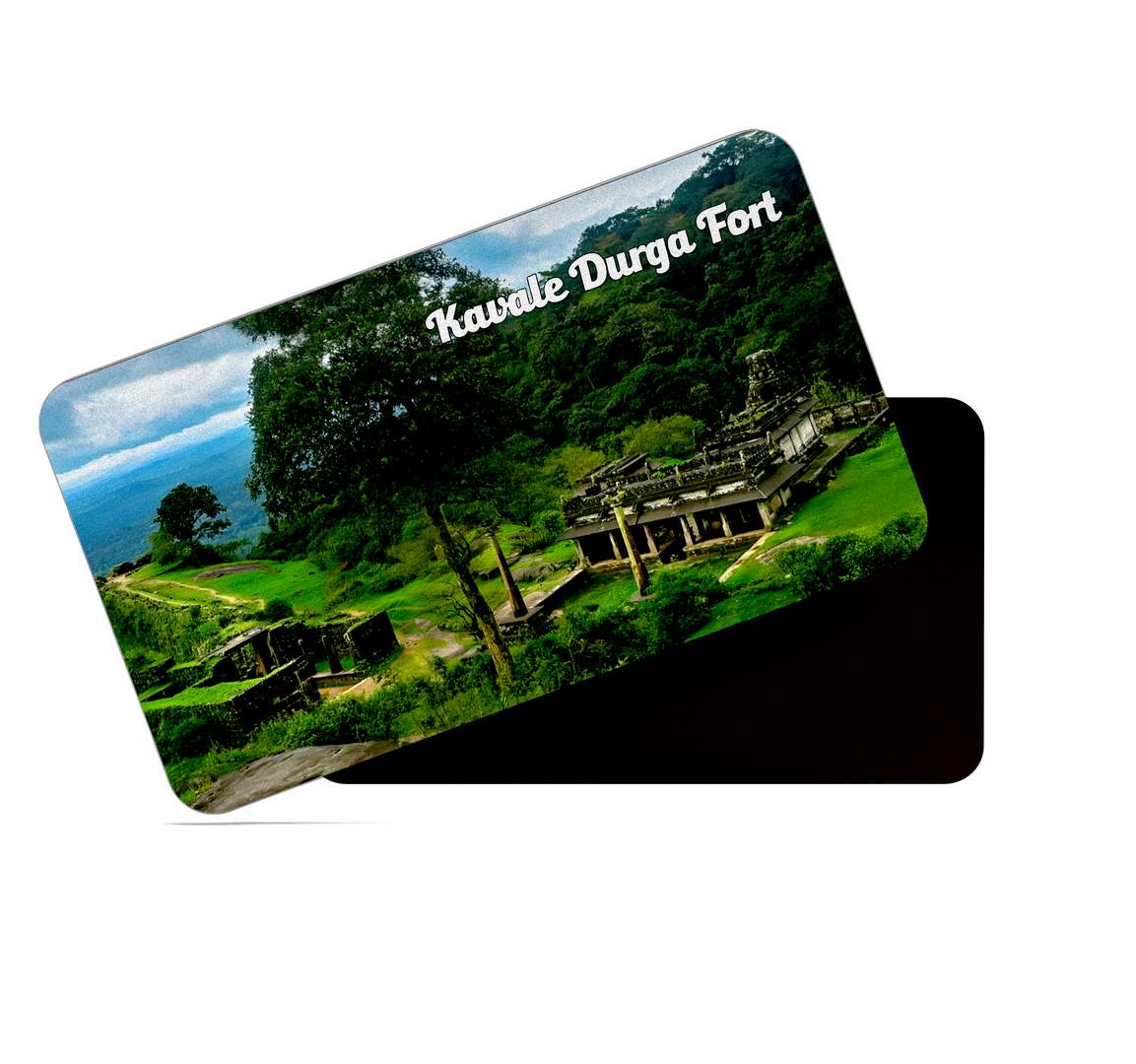 dhcrafts Multicolor Karnataka Kavaledurga Fort Design Rectangular Rubber Matte Finish Fridge Magnet / Magnetic Card Pack of 1 (8.6cm x 5.4cm)